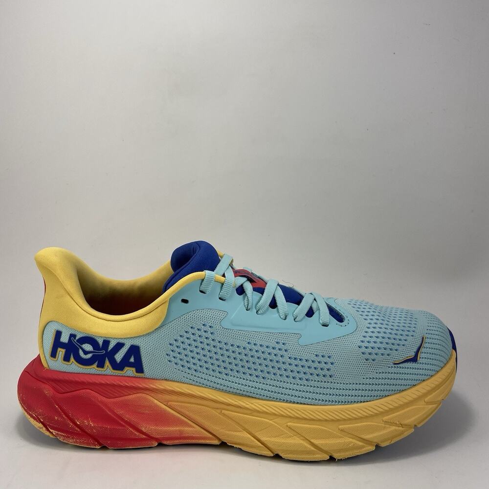 Hoka One One Arahi 7 Running Shoes Mens Size 8.5 D Cloudless Poppy Blue Yellow